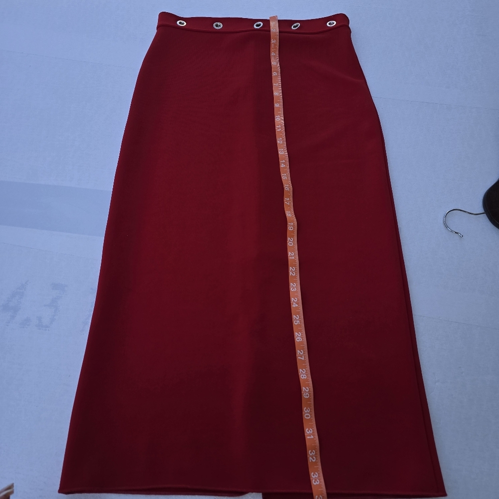 Zara Two Piece Red Bodycon Set | Strappy Bodysuit + Pencil Skirt - Picture 14 of 16